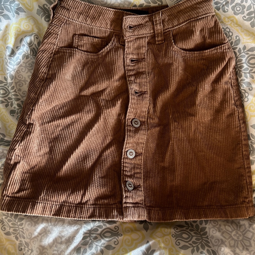 Hollister Brown Corduroy Button-Front Skirt